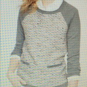 JCrew Tweed Front Merino Sweater in Graphite